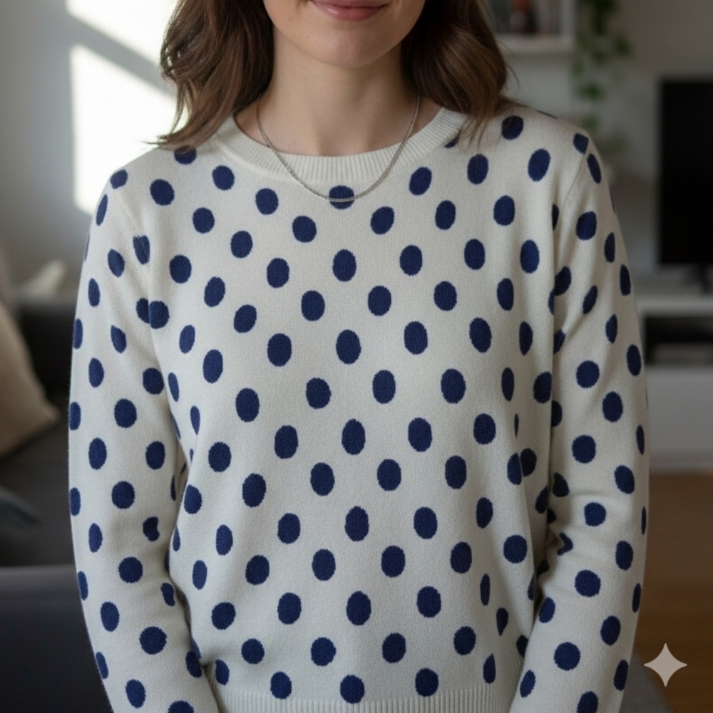 Polka Dot Crew Neck Sweater